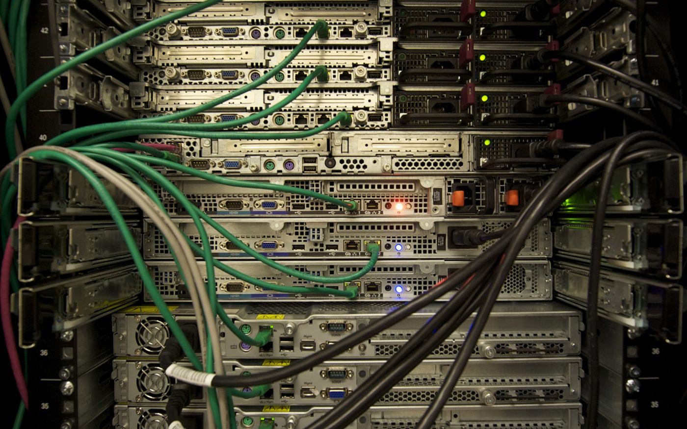 Enterprise server racks with network and storage hardware